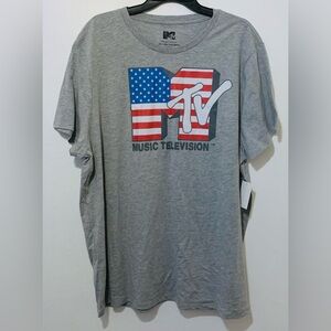 MTV Men's Size 2XL Cotton Graphic T-Shirt Grey Short Sleeve